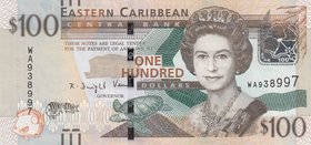 East Caribbean States, 100 Dollars, 2015, p55b
Queen Elizabeth II portrait, serial number: WA 938997
Estimate: 50-100