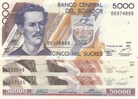 Ecuador, 5000 Sucres, 10000 Sucres (2) and 50000 Sucres, 1999, UNC, (Total 4 banknotes)
Estimate: 10.-20
