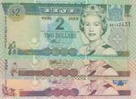 Fiji, 2 Dollars, 5 Dollars and 10 Dollars, 2002, UNC, p104, p105, p106, (Total 3 banknotes)
Queen Elizabeth II portrait, serial numbers: BK 142431, A...