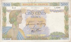 France, 500 Francs, 1942, VF, p95b
serial number: L.6288/942
Estimate: 30-60