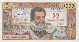 France, 50 New Francs (5000 Francs), 1959, XF, p130b
serial number: D.97.57853, pressed
Estimate: 750-1500