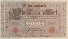 Germany, 1000 Mark, 1910, UNC, p44b
serial number: 6374640N
Estimate: 10.-20