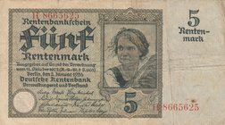 Germany, 5 Rentenmark, 1926, VF, p169
serial number: H 8665625
Estimate: 25-50