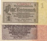 Germay, 1 Rentenmark and 2 Rentenmark, 1937, VF, p173a, p174a, (Total 2 banknotes)
7 digit, serial numbers: Y 2660843 and H 5232919
Estimate: 50-100