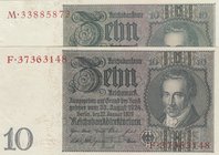 Germany, 10 Mark, 1929, UNC, p180a, (Total 2 banknotes)
serial numbers: F-37363148 and M-33885873
Estimate: 40-80