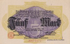 Germany, Notgeld, 5 Mark, 1918, UNC
Hamburg, serial number: 677177
Estimate: 5.-10