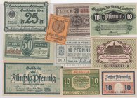 Germany, Notgeld, 1 Pfennig, 10 Pfennig (4), 25 Pfennig (3) and 50 Pfennig (2), 1918/1922, UNC, (Total 10 banknotes)
10 pcs different from each other...
