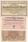 Germany, 100.000 Mark (2) and 10.000 Mark, 1923, AUNC / UNC, (Total 3 banknotes)
serial numbers: 003366, 6665 and 089762, 10,000 Marks AUNC, others U...