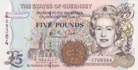 Guernsey, 5 Pounds, 1996, UNC, p56c
Queen Elizabeth II portrait, serial number: C 709384
Estimate: 20-40