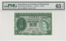 Hong Kong, 1 Dollar, 1959, UNC, p324Ab
PMG 65 EPQ, Queen Elizabeth II portrait, serial number: 6L 102263
Estimate: 50-100