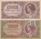 Hungary, 10.000 Pengö, 1945/1946, XF / UNC, p119, p126, (Total 2 banknotes)
The banknote of 1945 is in XF condition and there is a stamp on the upper...