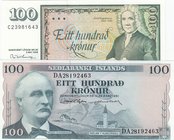 Iceland, 100 Kronur (2), 1961/1981, UNC, p44, p50, (Total 2 banknotes)
serial numbers: DA 28192463 and C23981643
Estimate: 15-30