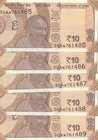 India, 10 Rupees, 2017, UNC, pNew, REPLACEMENT, (Total 5 consecutive banknotes)
star, serial numbers: 30A*761485-89
Estimate: 10.-20