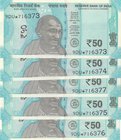 India, 50 Rupees, 2017, UNC, pNew, REPLACEMENT, (Total 5 consecutive banknotes)
star, serial numbers: 9DU*716373-77
Estimate: 15-30