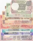 İndia, 1 Rupee, 5 Rupees, 10 Rupees (2), 20 Rupees, 50 Rupees (2), 100 Rupees, 2010/2018, UNC, (Total 8 banknotes)
Estimate: 20-40