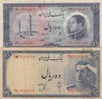 Iran, 10 Rials (2), 1948/1954, VF, p47, p64, (Total 2 banknotes)
Shah Pahlavi portrait
Estimate: 15-30