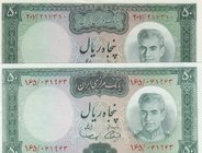 Iran, 50 Rials, 1969-71, UNC, p85, (Total 2 banknotes)
Shah Pahlavi portrait, different signatures
Estimate: 30-60