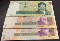 Iran, 50.000 Rial (2) and 100.000 Rial, 2010/2015, UNC, p149, p151, p155, (Total 3 banknotes)
Estimate: 25-50