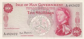Isle of Man, 10 Shillings, 1961, XF, p24b
Queen Elizabeth II portrait, sign: Stallard, serial number: A 482422
Estimate: 25-50