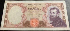 Italy, 10000 Lire, 1962, XF, p97a
serial number: C0019 062247, Portrait of Michaelangelo, Signature; Carli and Ripa
Estimate: 30.-60