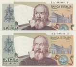 Italy, 2.000 Lie, 1983, UNC, p103c, (Total 2 banknetes)
Galileo portrait, serial numbers: EA 052462V and NA 587211S
Estimate: 15-30