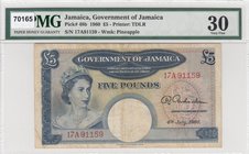 Jamaica, 5 Pounds, 1960, VF, p48b
PMG 30, Queen Elizabeth II portrait, serial number: 17A 91159
Estimate: 500-1000