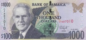 Jamaica, 1.000 Dollars, 2015, UNC, p86k
serial number: CT 887010
Estimate: 15-30