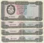 Libya, 5 Dinars, 1971, VF/ XF, p36a, (Total 4 banknotes)
Series 1; Prefix numbers: B/11, B/30, B/10, B/50
Estimate: 40-80