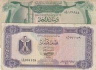 Libya, 1/2 Dinar and 1 Dinar, 1972/1981, VF (-), p34, p44, (Total 2 banknotes)
Estimate: 20-40