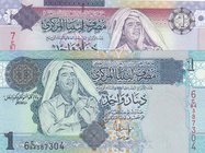 Libya, 1 Dinar (2), 2004/2009, UNC, p68, p71, (Total 2 banknotes)
serial numbers: 387304 and 589050
Estimate: 10.-20