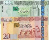 Libya, 20 Dinars and 50 Dinars, 2013/2015, UNC, p79, p80, (Total 2 banknotes)
serial numbers: I J/13 3692224 and 1 Q/4 2902385
Estimate: 40-80