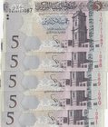 Libya, 5 Dinars, 2016, UNC, p81, (Total 5 consecutive banknotes)
serial numbers: 9131087-91
Estimate: 10.-20