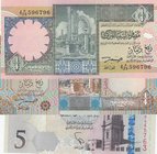 Libya, 1/4 Dinar (2) and 5 Dinars, 1991/2015, UNC, p57, p62, p81, (Total 3 banknotes)
Estimate: 15-30