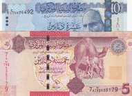 Libya, 5 Dinars and 10 Dinars, 2012/15, UNC, p77, p82
serial numbers: 0876492 and 535179
Estimate: 15-30