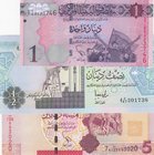 Libya, 1/2 Dinar, 1 Dinar and 5 Dinar, 1991/2013, UNC, (Total 3 banknotes)
Estimate: 10.-20
