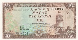 Macau, 10 Patacas, 1984, UNC, p59
serial number: PM 14062
Estimate: 25-50