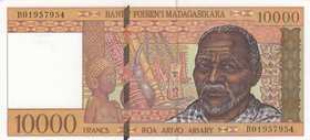 Madagascar, 10.000 Francs (2.000 Ariary), 1995, UNC, p79
serial number: B01957954
Estimate: 10.-20