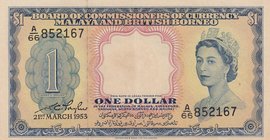 Malaya and British Borneo, 100 Dollars, 1953, XF, p3
Queen Elizabeth II portrait, serial number: A/66 852167
Estimate: 50-100