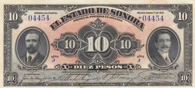 Mexico, 10 Pesos, 1915, UNC, pS1073 
El Estado de Sonora, serial number: 04454
Estimate: 25-50