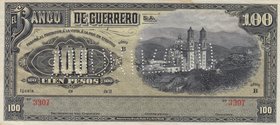 Mexico, 100 Pesos, 1906-1914, AUNC (-), pS302, SPECIMEN 
Banco De Guerrero serial number: B 3307
Estimate: 300-600