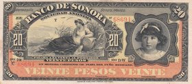 Mexico, 20 Pesos, 1899-1911, UNC, pS421 
Banco De Sonora, serial number: DW 68694, Remainder
Estimate: 150-300
