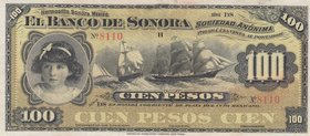 Mexico, 100 Pesos, 1899-1911, UNC, pS423 
Banco De Sonora, serial number: DS 8110, Remainder
Estimate: 200-400