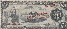 Mexico, 50 Pesos, 1914, XF, pS707 
Goberno Provisional De Mexoco, Revalidado, serial number E 337780
Estimate: 50-100