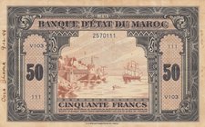 Morocco, 50 Francs, 1948, VF, p26
serial number: V.103.111
Estimate: 50-100