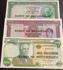 Mozambique, 100 Escudos, 500 Escudos and 1000 Escudos, 1961/1972, UNC, (Total 3 banknotes)
Estimate: 10.-20