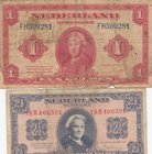 Netherlands, 1 Gulden and 2 /1/2 Gulden, 1943/1945, FINE / VF), p64, p71, (Total 2 banknotes)
serial numbers: FH509281 and 1AR466581
Estimate: 20-40