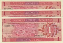 Netherlands Antilles, 1 Gulden, 1970, UNC, p20, (Total 3 consecutive banknotes)
serial numbers: D0589495-7
Estimate: 10.-20