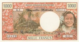 New Hebrides, 1.000 Francs, 1975, UNC, p20b
British and French Administration, serial number: 38412/G.1
Estimate: 50-100