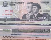 North Korea, 5 Won, 10 Won, 50 Won, 100 Won, 200 Won, 500 Won, 1.000 Won and 2.000 Won, 5.000 Won(2), 2002/2013, UNC, SPECIMEN, (Total 10 banknotes)
...