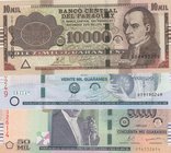 Paraguay, 10.000 Guaranies, 20.000 Guaranies and 50.000 Guaranies, 20011, UNC, p224e, p230c, p232c, (Total 3 banknotes)
serial numbers: G 04493286, D...